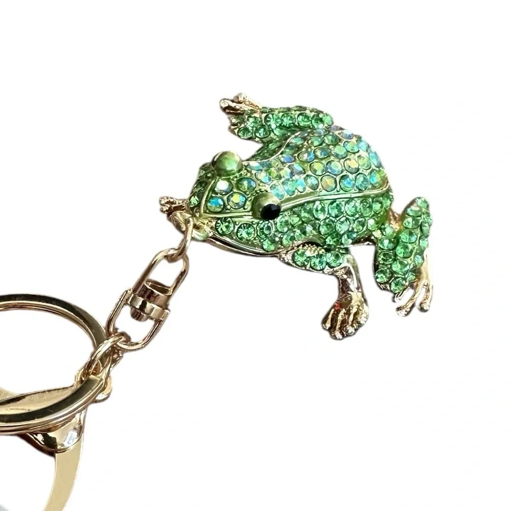 ✨ Whimsical Luxe — Green Crystal Frog Keychain | Sparkle Charm ✨